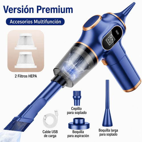 Aspirador Inalámbrico 4 en 1 | Potente, Recargable por USB | Para Coche, Hogar y Oficina
