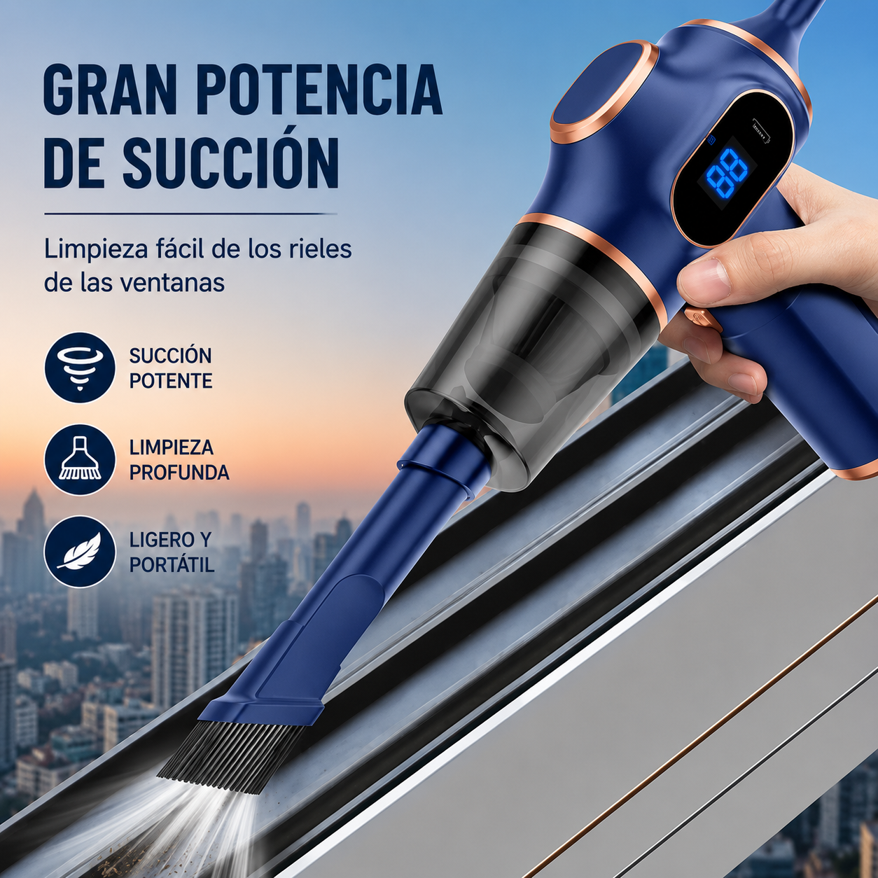 Aspirador Inalámbrico 4 en 1 | Potente, Recargable por USB | Para Coche, Hogar y Oficina